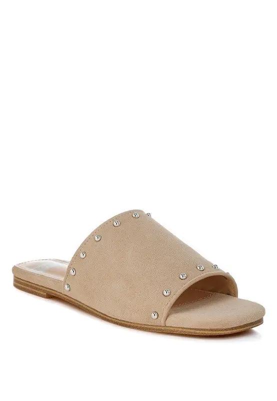 Odalia Soft Suede Leather Studded Flats for Women - Love Salve
